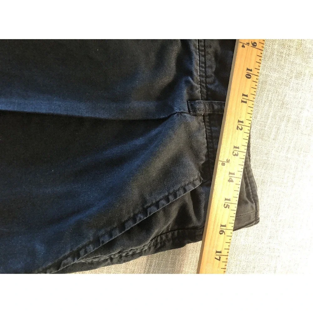 Quince Pants 14 Black Wide Leg Cropped Linen Blend Stretch Casual Career Classic